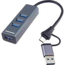 Hub PremiumCord 4 puertos 5 Gbit/s modelo ku31hub13 con USB-C y USB-A