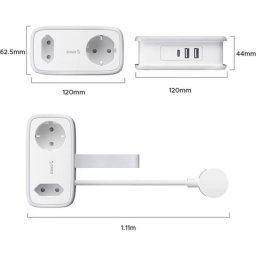 Regleta Orico 6 Tomas con USB-A, USB-C, protección y diseño plegable