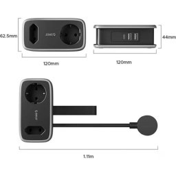 Regleta Orico AP3 6 Tomas USB-A USB-C 65W GaN con Protección y Cable Plegable
