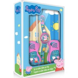 Set regalo Kids Licensing Peppa Pig 2 walkie-talkies rosas y reloj digital infantil