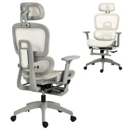Homcom Silla De Oficina Ergonómica De Malla Con Reposacabezas Ajustable Beige