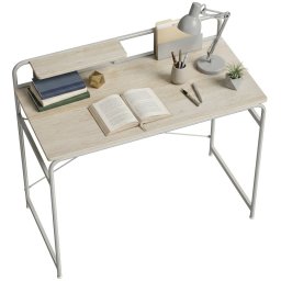 Homcom Escritorio Con Estante Y Estructura De Metal 98x48x88,5 Cm Roble