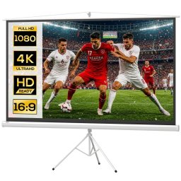 Homcom Pantalla De Proyector Manual Con Soporte 100 Pulgadas 221x124 Cm Blanco