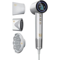 Secador de Pelo Iónico SkinVibe Aurea Family X Plasma 1600W 4 Temperaturas 2 Velocidades con Accesorios Pantalla Táctil Gris