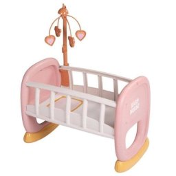 Cuna para muñecos Smoby Baby Nurse rosa con móvil giratorio y sistema mecedor