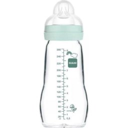 Biberón de cristal MAM Baby Feel Good 260ml con smoczek SkinSoft