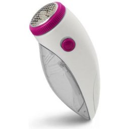 Quitapelusas Esperanza ECS005 compacto blanco y rosa con depósito transparente