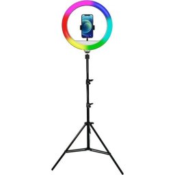 Luz de anillo Powerton WPRL2RGB 13" RGB LED con trípode y soporte para teléfono