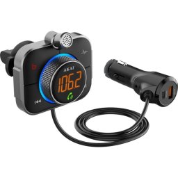 Transmisor FM Akai FMT-95BT Bluetooth USB Carga y Llamadas Manos Libres