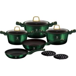 Conjunto de ollas Berlinger Haus METALLIC EMERALD aluminio forjado verde 10 piezas