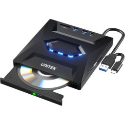Grabadora DVD/CD externa Unitek T1037A01 con hub USB y lector SD