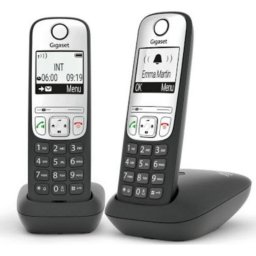 Teléfono inalámbrico Gigaset A690 Duo negro y plateado con función SMS y dos terminales