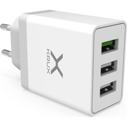 Cargador de red Krux Quick Charge 3.0 3x USB-A 6A 30W blanco