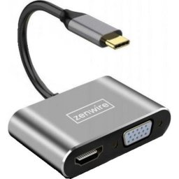 Adaptador USB-C Zenwire 4 en 1 HDMI 4K VGA USB 3.0 Power Delivery 87W