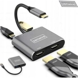 Adaptador USB-C Zenwire 4 en 1 con 2 HDMI USB 3.0 Power Delivery 87W