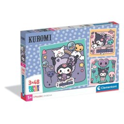 Puzzle Infantil Clementoni Kuromi Pack 3×48 Piezas Licencia Sanrio