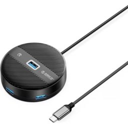 Hub Orico 4 puertos 5 Gbit/s modelo YS1-C2 con USB-C y carga 10W