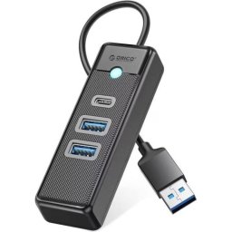 Hub Orico 3 puertos 5 Gbit/s PWC2U-U3 con USB-A y USB-C negro