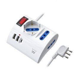 Regleta Ewent EW3868 3 Tomas Tipo L 3 USB Interruptor Cable 2 m