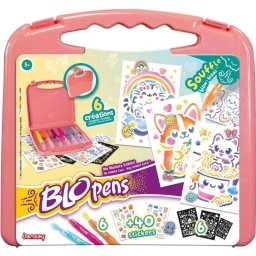 Kit Creativo Portátil Lansay Blopens Kawaii con 6 Plumas de Soplo y +40 Pegatinas