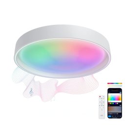 Ksix Helios Plafón Smartled, Diseño Redondo, Altavoz, Rgbic + Cct, Ø40x10cm, 3400 Lm, 25.5w, App Tuya, Blanco