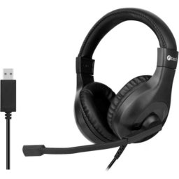 Auriculares C-Tech MHS-05U con cable USB-A, micrófono y control volumen negro