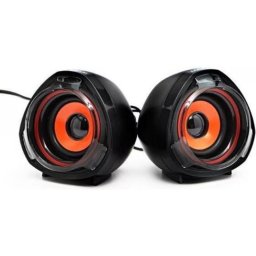 Altavoces Logo PC USB 2.0 canales 5W con diseño negro y naranja