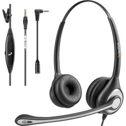 Auriculares Wantek con cable, micrófono y cancelación de ruido, color negro