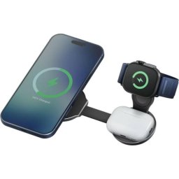 Cargador inalámbrico Energea Alumag Trio 2 MagSafe 25 W aluminio gunmetal
