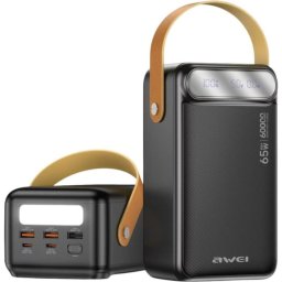 Batería externa Awei PA-82 60000 mAh 65W USB-C Power Delivery con linterna