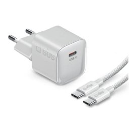Cargador USB-C SBS GaN 20W con cable 1,5 m Blanco