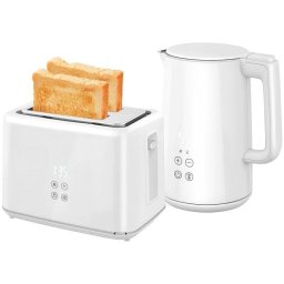Set Desayuno Welltin Hervidor 2200W Tostadora 7 Niveles Blanco