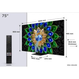 TV TCL QD Mini LED 75A400U 75" 4K UltraHD 144Hz Smart TV Google TV Dolby Vision IQ