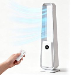 Ventilador Torre Autrucker Motor DC 24 Velocidades Sin Aspas Silencioso con Mando Temporizador