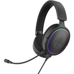 Auriculares Deltaco Gaming GAM-162 con cable USB-C, sonido 7.1 virtual, micrófono extraíble y retroiluminación multicolor negro
