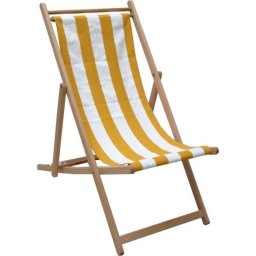 Silla Reclinable Jardin Prive Haya Maciza Amarillo Blanco Rayas