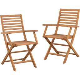 Juego 2 Sillas Jardín Plegables Acacia Efecto Teak