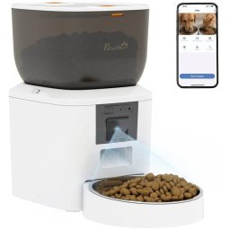Dispensador automático comida Welltin cámara WiFi 2.4G audio bidireccional 4L blanco