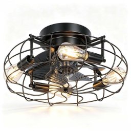 Ventilador de techo con luz Autrucker Vintage 50 cm Mando 6 velocidades Temporizador Reversible Iluminación LED