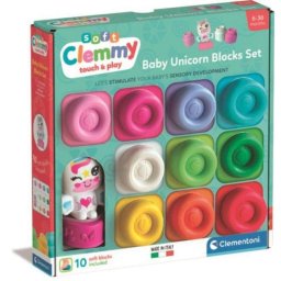 Clementoni Clemmy Arcoíris 10 Cubos Blandos Apilables Unicornio 17630 11 piezas