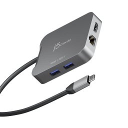 Adaptador USB-C j5create JCD3191-N con HDMI 4K y Ethernet Gigabit