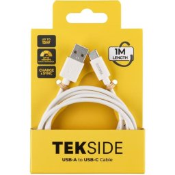 Cable USB-A a USB-C Cellularline TEKSIDE 1 m 15W 480 Mbit/s Blanco
