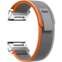 Brazalete de reloj Beline Wild Patch Loop Nylon Gris y Orange Compatible Garmin