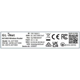 Router GL.iNet GL-AX1800 WiFi 6 Dual Banda 1,8 Gbps 5 Puertos Gigabit