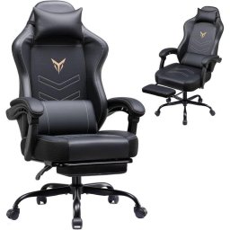 Silla gaming GTPLAYER con reposapiés ajustable cuero PU negra