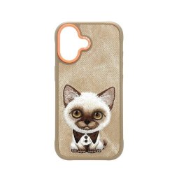 Funda para móvil Nimmy Big-eye 3D Bordada Marrón Siamés para iPhone 17