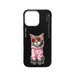 Funda para móvil Nimmy 3D Bordada Textil Negra para iPhone 16 Pro Max