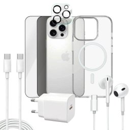 Funda para móvil Apokin Magnética Transparente con Kit Completo para iPhone 15 Pro