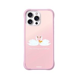 Funda para móvil YoungKit Swan Kiss Silicona Rosa cálido compatible MagSafe para iPhone 16 Pro Max