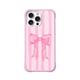 Funda para móvil YoungKit Silicona rosa cálido para iPhone 16 Pro con trasera removible y diseño Ballet Ribbon